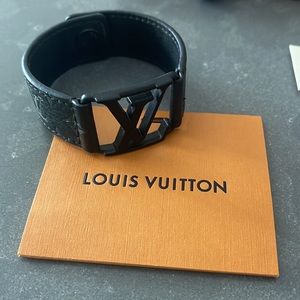Louis Vuitton black leather bracelet